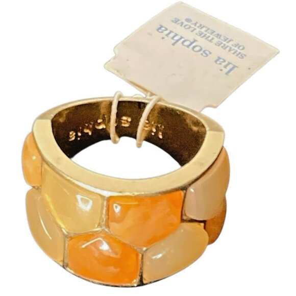 Lia Sophia Honeycomb Fall Color Ring Size 7 Antique Gold Chunky NWT - Picture 6 of 11